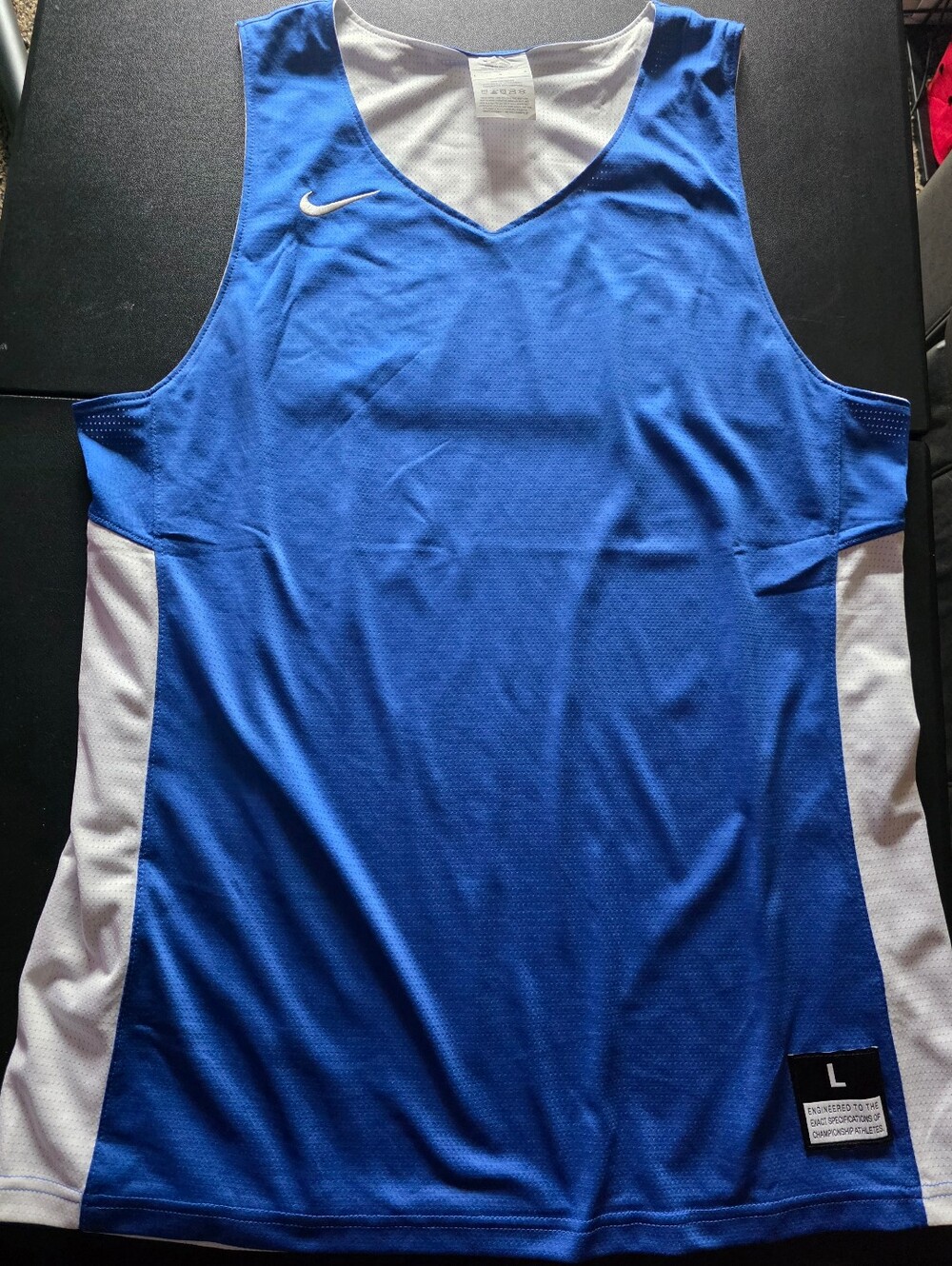 Nike Men's Blue and White Basketball Jersey